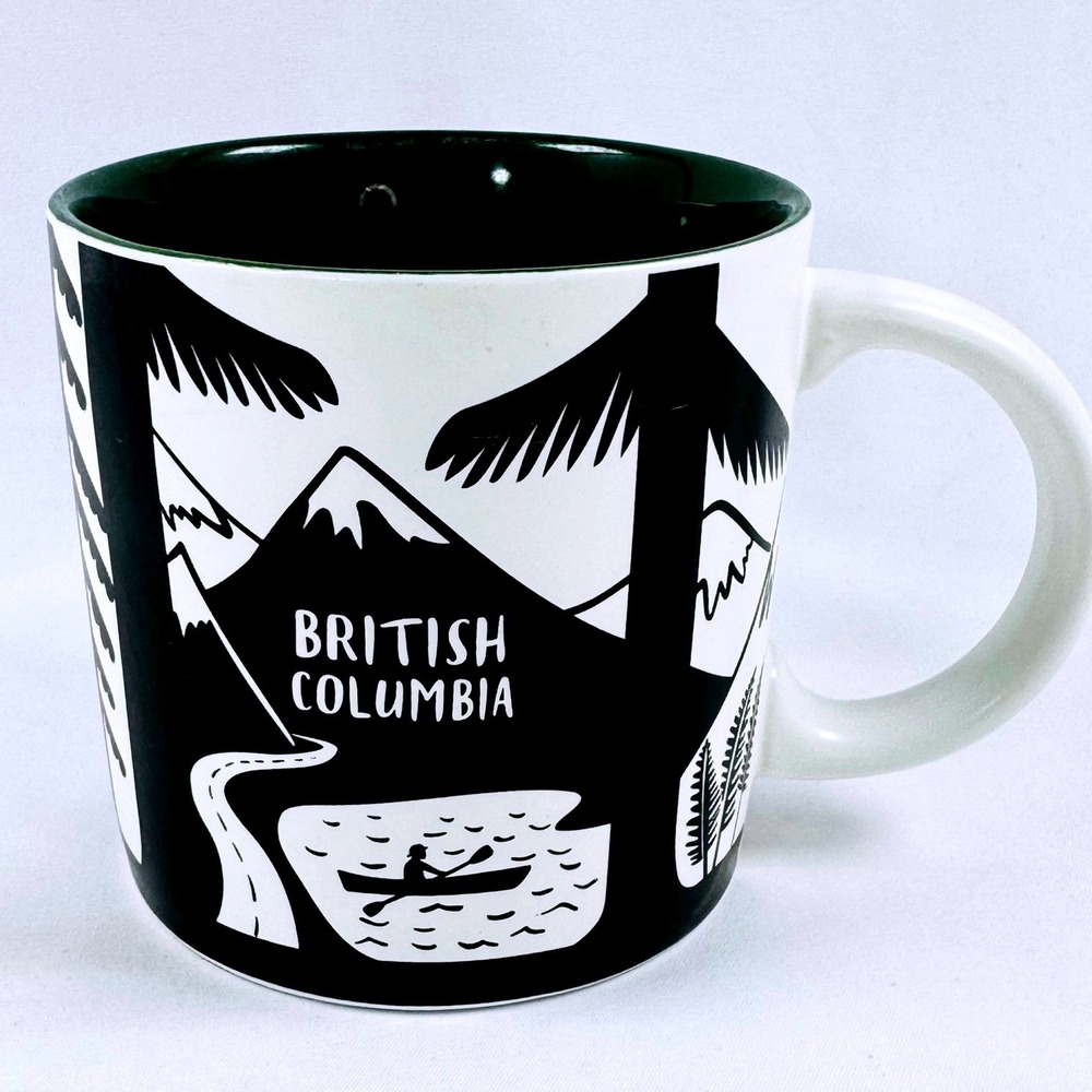 Canada British Columbia Black White Nature Mug Forest Green Interior Indigo PNW